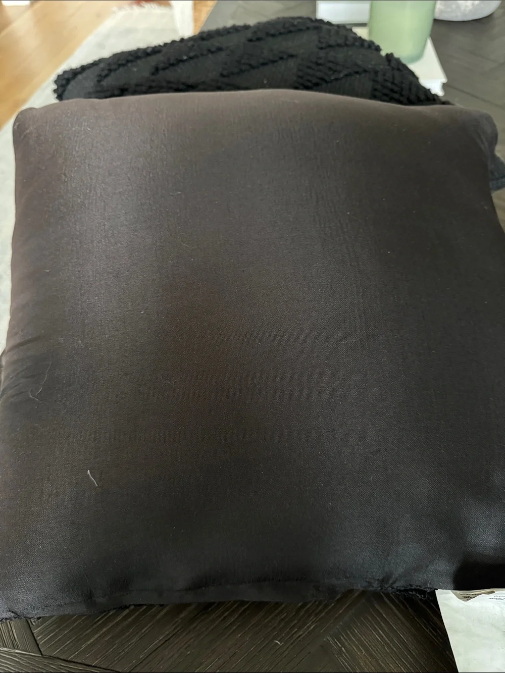 Original 21 Black Indoor Outdoor Throw Pillows Set of 2 18x18 Textured Accent